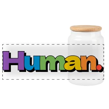 Bunte Typografie des menschlichen Regenbogenstolzes - Panorama Keksdose mit Holzdeckel - Weiß - Vorne