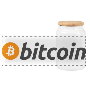 Bitcoin - Panorama Keksdose mit Holzdeckel - Weiß - Vorne