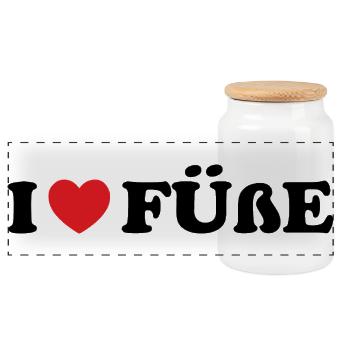 I Love Feet Sucking Foot Fetish I Love Feet - Panoramic Cookie Jar with Wooden Lid - white - Front