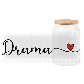 Drame - Lettrage théâtral avec le cœur - Boîte à biscuits avec couvercle en bois - blanc - Devant