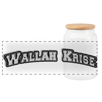 Wallah Krise Blocklogo - Panorama Keksdose mit Holzdeckel - Weiß - Vorne