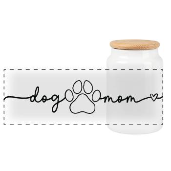 Maman de chien avec cœur patte maman de chien - Boîte à biscuits avec couvercle en bois - blanc - Devant