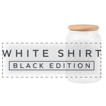 White Shirt Black Edition - Panorama Keksdose mit Holzdeckel - Weiß - Vorne