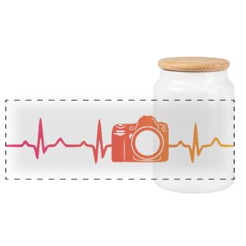 Fotografie zum Herzschlag der Sonnenuntergangskamera - Panorama Keksdose mit Holzdeckel - Weiß - Vorne