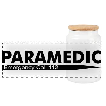 Paramedic Emergency Call 112 - Panoramic Cookie Jar with Wooden Lid - white - Front