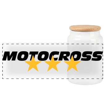 Motocross - Panoramic Cookie Jar with Wooden Lid - white - Front
