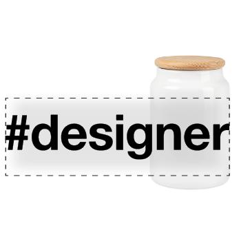 DESIGNER Hashtag Mode Grafik Kreativ - Panorama Keksdose mit Holzdeckel - Weiß - Vorne