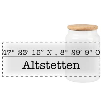 Coordinates District 9 Altstetten Zurich - Panoramic Cookie Jar with Wooden Lid - white - Front