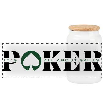 POKER IST EINE FRAGE DES KÖNNENS -Artikel Poker-Poker Mode - Panorama Keksdose mit Holzdeckel - Weiß - Vorne