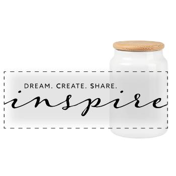 Rêver, Créer, Partager, Inspirer - Boîte à biscuits avec couvercle en bois - blanc - Devant