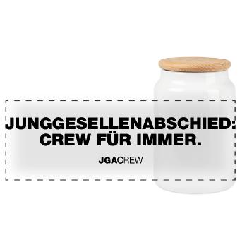 Crew für immer (Bachelor Party) - Panoramic Cookie Jar with Wooden Lid - white - Front