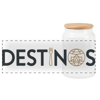 Earth-inspired Food Map Illustration - Panoramic Cookie Jar with Wooden Lid - white - Front