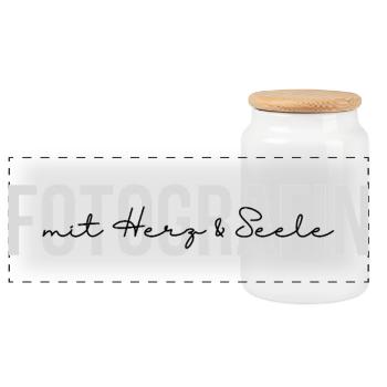 Photographer with heart and soul (Black) - Panoramic Cookie Jar with Wooden Lid - white - Front