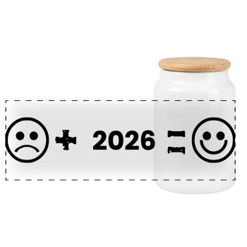 gluecklich_2026 - Boîte à biscuits avec couvercle en bois - blanc - Devant