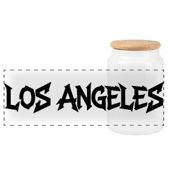 Los Angeles Schriftzug - Panorama Keksdose mit Holzdeckel - Weiß - Vorne