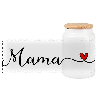 Mama - Panorama Keksdose mit Holzdeckel - Weiß - Vorne