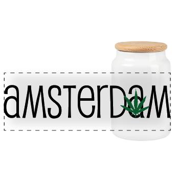 Amsterdam - Cannabis - Weed - Boîte à biscuits avec couvercle en bois - blanc - Devant
