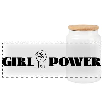 Girl Power - Panorama Keksdose mit Holzdeckel - Weiß - Vorne