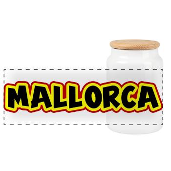Mallorca - Panorama Keksdose mit Holzdeckel - Weiß - Vorne