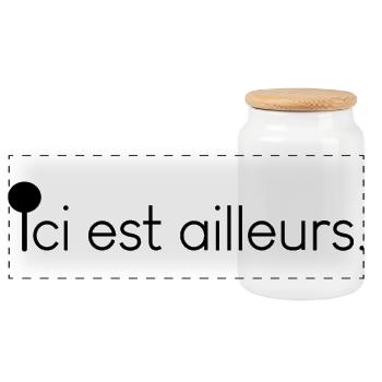 Ici est ailleurs – Citation poétique - Boîte à biscuits avec couvercle en bois - blanc - Devant