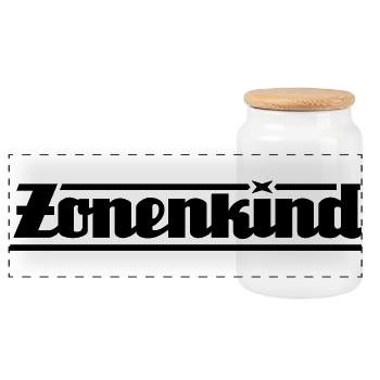 Zonenkind Schriftzug (Farbe änderbar) - Panorama Keksdose mit Holzdeckel - Weiß - Vorne