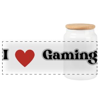 I Love Gaming - Panorama Keksdose mit Holzdeckel - Weiß - Vorne