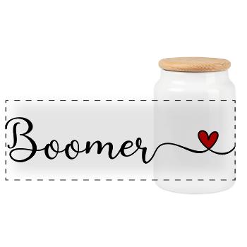 Boomer Heart Typography Gift - Panoramic Cookie Jar with Wooden Lid - white - Front