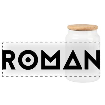 First name Roman - Panoramic Cookie Jar with Wooden Lid - white - Front