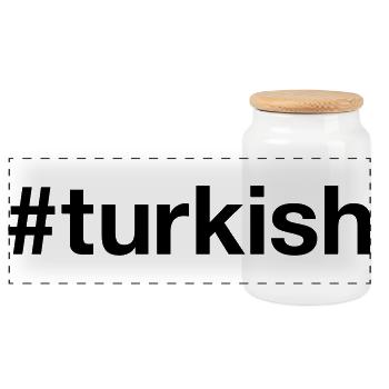 TURKISH Hashtag Türkei Turkey - Panoramic Cookie Jar with Wooden Lid - white - Front