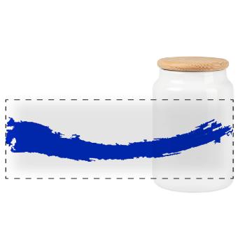 Pinsel | Brush | bleu - Panorama Keksdose mit Holzdeckel - Weiß - Vorne