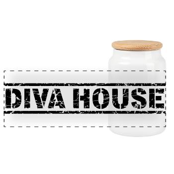 Maison de la diva - Boîte à biscuits avec couvercle en bois - blanc - Devant