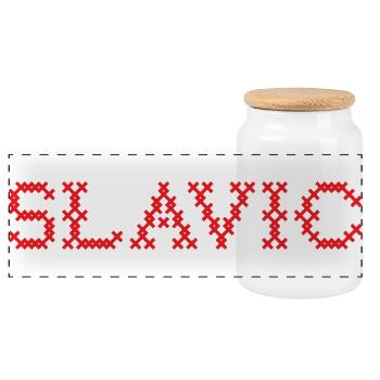 SLAVIC Folk Slawisch - Panorama Keksdose mit Holzdeckel - Weiß - Vorne