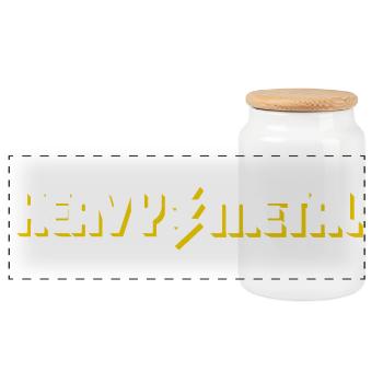 Heavy Metal Lightning Bolt Text Logo - Panoramic Cookie Jar with Wooden Lid - white - Front
