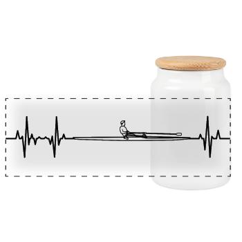 Bateau à rames ECG Heart Line - Boîte à biscuits avec couvercle en bois - blanc - Devant