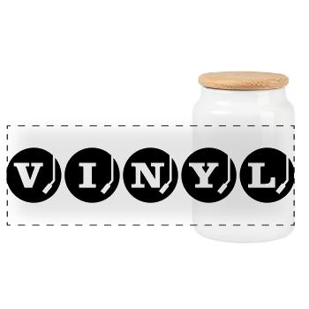VINYL Schallplatten Design DJ - Panorama Keksdose mit Holzdeckel - Weiß - Vorne