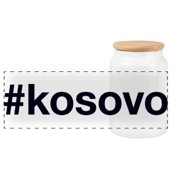 KOSOVO Hashtag - Panorama Keksdose mit Holzdeckel - Weiß - Vorne