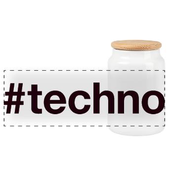 TECHNO Hashtag - Panorama Keksdose mit Holzdeckel - Weiß - Vorne