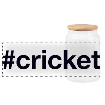 Cricket Hashtag - Panoramic Cookie Jar with Wooden Lid - white - Front