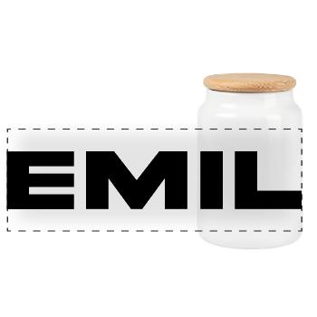 Emil First name Last name - Panoramic Cookie Jar with Wooden Lid - white - Front