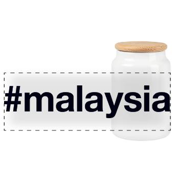 Malaysia Hashtag - Panorama Keksdose mit Holzdeckel - Weiß - Vorne