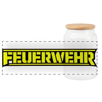 Feuerwerk Neon Schriftzug - Panorama Keksdose mit Holzdeckel - Weiß - Vorne