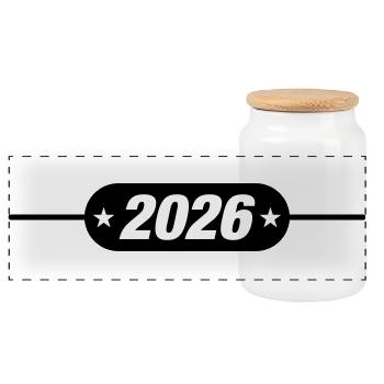 Année 2026 - Boîte à biscuits avec couvercle en bois - blanc - Devant