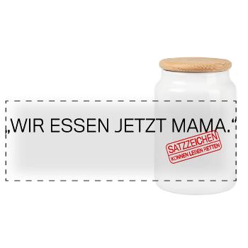 Satzzeichen Retten Leben Spruch - Panorama Keksdose mit Holzdeckel - Weiß - Vorne