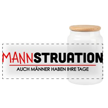 Mannstruation Maenner Tage Spruch - Panorama Keksdose mit Holzdeckel - Weiß - Vorne
