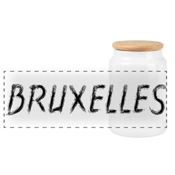 Bruxelles Belgium - Brush Stroke City Black - Boîte à biscuits avec couvercle en bois - blanc - Devant