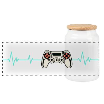 Herzschlag Gaming-Controller - Panorama Keksdose mit Holzdeckel - Weiß - Vorne