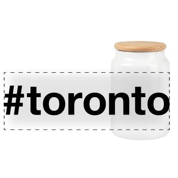 TORONTO Canada Kanada Hashtag - Panoramic Cookie Jar with Wooden Lid - white - Front
