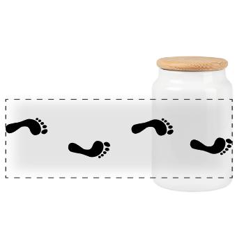 Empreintes de pas - Boîte à biscuits avec couvercle en bois - blanc - Devant