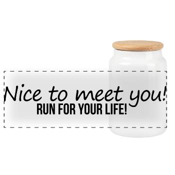 Nice To Meet You - Panoramic Cookie Jar with Wooden Lid - white - Front