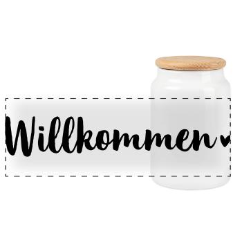 Welcome heart sticker door hanger apartment house - Panoramic Cookie Jar with Wooden Lid - white - Front